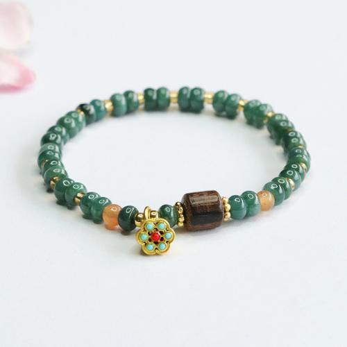 Jadeite Bracelet, with Aloewood & Tibetan Style, Lotus Seedpod, vintage & for woman, beads length 5mm, Length:Approx 6-8 Inch, Sold By PC