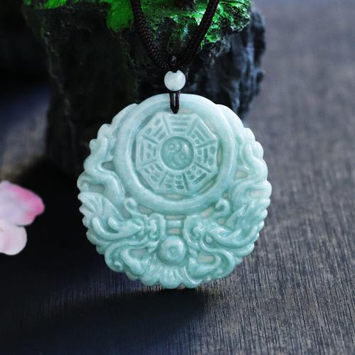 Gemstone Pendants Jewelry, Jadeite, Dragon, Carved, DIY, 47x47x4mm, Sold By PC