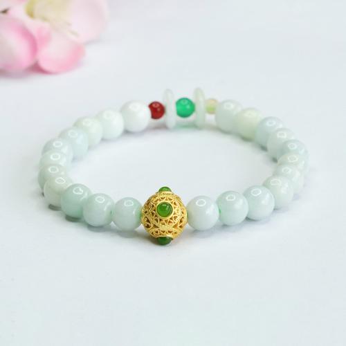 Jadeite Bracelet, with Tibetan Style, folk style & for woman, Grade A, Length:Approx 6-8 Inch, Sold By PC