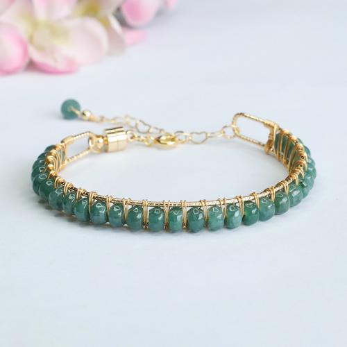 jade bracelet, avec alliage de zinc, style folk & pour femme, beads length 5mm, Longueur:Environ 6-8 pouce, Vendu par PC