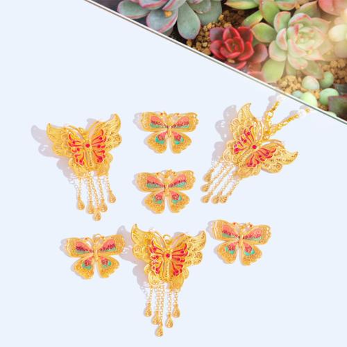 Brass Jewelry Pendants, Butterfly, sang gold plated, different styles for choice & enamel, Sold By PC