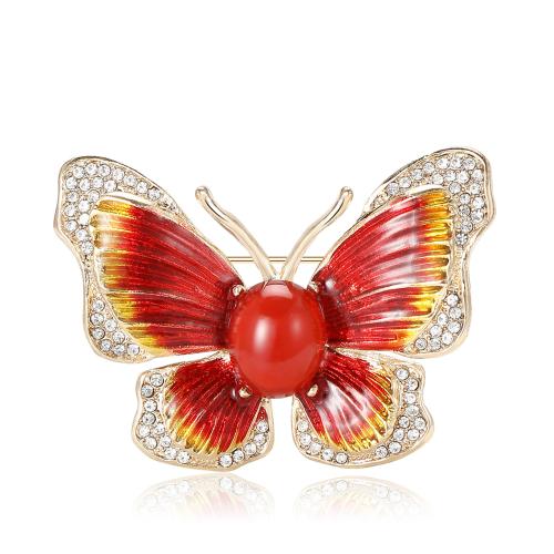 Tibetan Style Brooches, Butterfly, for woman & enamel & with rhinestone, more colors for choice, 45x33mm, Sold By PC