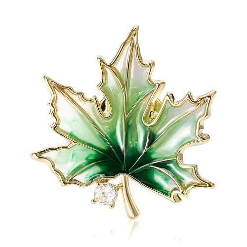 Fashion Brooch Jewelry, Brass, Maple Leaf, micro pave cubic zirconia & for woman & enamel, more colors for choice, 30x29mm, Sold By PC