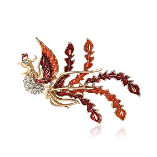 Tibetan Style Brooches, Phoenix, for woman & enamel & with rhinestone, more colors for choice, 49x72mm, Sold By PC