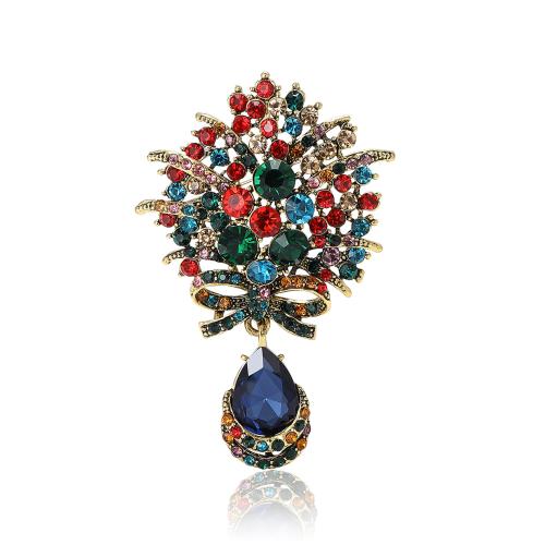 Tibetan Style Brooches, for woman & with rhinestone, more colors for choice, 80x50mm, Sold By PC