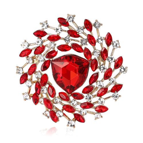 Tibetan Style Brooches, for woman & with rhinestone, more colors for choice, 51x51mm, Sold By PC