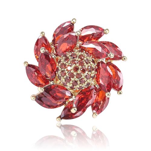 Broche bijoux de mode, laiton, pavé de micro zircon & pour femme, plus de couleurs à choisir, 24x24mm, Vendu par PC