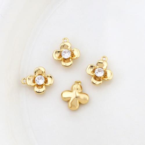 Cubic Zirconia Micro Pave Brass Pendant, Flower, DIY & different styles for choice & micro pave cubic zirconia, more colors for choice, Sold By PC