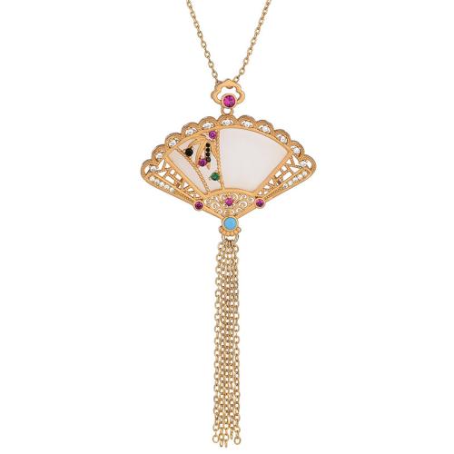 Collier en laiton cubique Zircon Micro Pave, bijoux de mode & pavé de micro zircon & pour femme, Longueur:Environ 45 cm, Vendu par PC