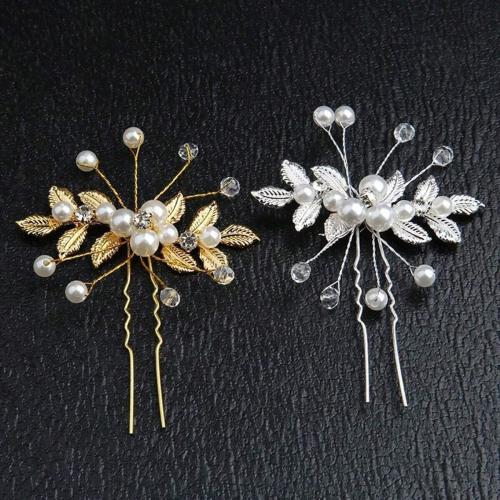 Palillos para el Cabello, aleación de zinc, con Perlas plásticas, Joyería & para mujer & con diamantes de imitación, más colores para la opción, 90x70mm, Vendido por UD