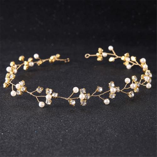 Headband, Rhinestone, with brass wire & Plastic Pearl, fashion jewelry & for woman, more colors for choice, 480mm, Sold By PC