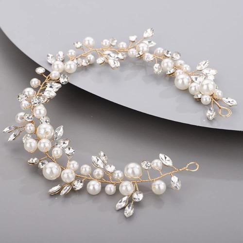 Headband, Plastic Pearl, with brass wire & Rhinestone, fashion jewelry & for woman, more colors for choice, 180mm, Sold By PC