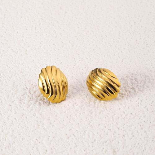 Stainless Steel Stud Earrings, 304 Stainless Steel, 18K gold plated, fashion jewelry & for woman, golden, 16x13mm, Sold By Pair