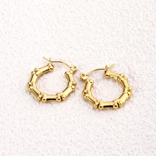 Acier inoxydable Levier Retour Earring, Acier inoxydable 304, Plaqué or 18K, bijoux de mode & pour femme, doré, 25mm, Vendu par paire