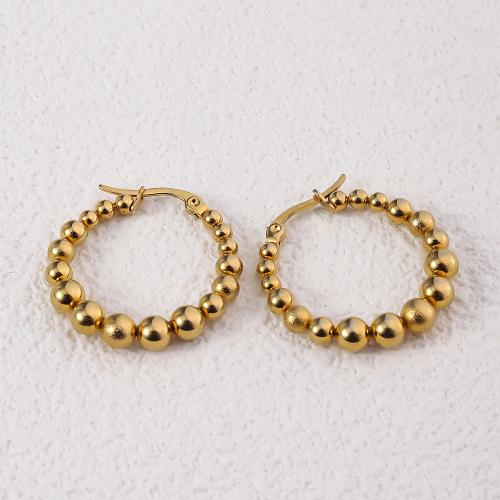 Acier inoxydable Levier Retour Earring, Acier inoxydable 304, Plaqué or 18K, bijoux de mode & pour femme, doré, 29mm, Vendu par paire