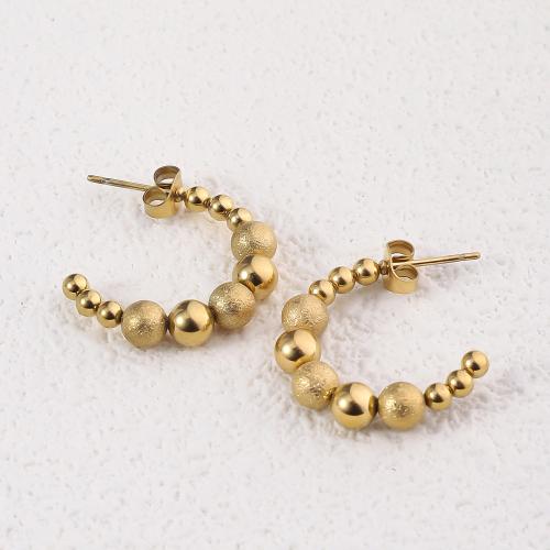 Boucle d'oreille de gaujon en acier inoxydable, Acier inoxydable 304, Plaqué or 18K, bijoux de mode & pour femme, doré, 20mm, Vendu par paire