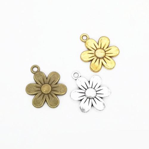 Tibetan Style Flower Pendants, plated, DIY, more colors for choice, nickel, lead & cadmium free, 22x17x2mm, Approx 100PCs/Bag, Sold By Bag