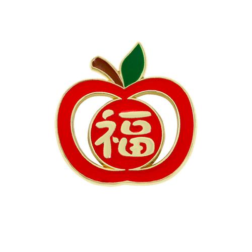 Tibetan Style Brooches, Apple, gold color plated, different designs for choice & enamel, more colors for choice, nickel, lead & cadmium free, 28x30mm, Sold By PC