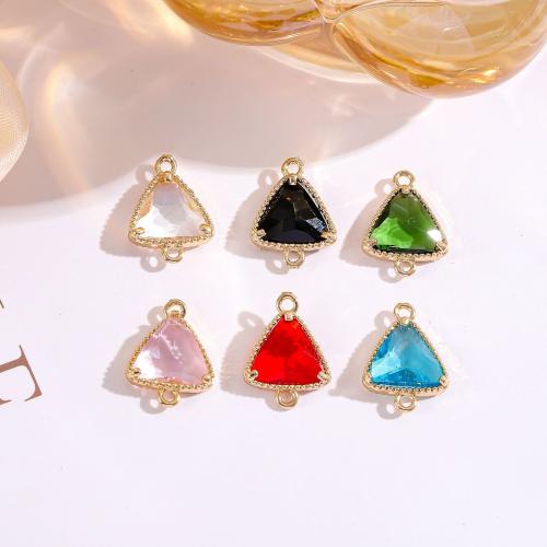 Brass Jewelry Connector, Crystal, with Brass, Triangle, gold color plated, DIY & 1/1 loop, more colors for choice, 12x16mm, Sold By PC