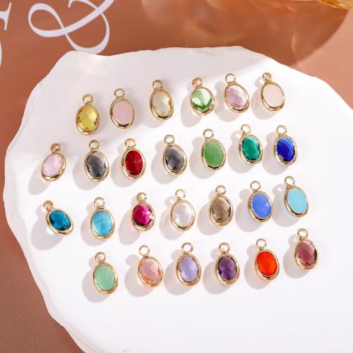 Crystal Pendants, with Brass, Oval, gold color plated, DIY, more colors for choice, 6x12mm, Sold By PC