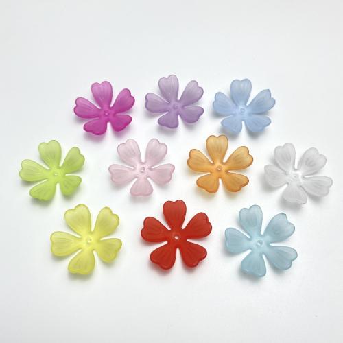 Hair Accessories DIY Findings, Acrylic, Flower, injection moulding, frosted, more colors for choice, 27mm, Hole:Approx 1.8mm, Approx 460PCs/Bag, Sold By Bag