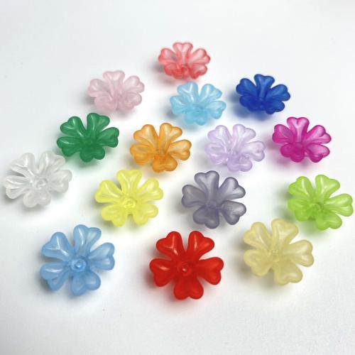 Hair Accessories DIY Findings, Acrylic, Flower, injection moulding, frosted, more colors for choice, 16x6mm, Hole:Approx 1.3mm, Approx 1300PCs/Bag, Sold By Bag