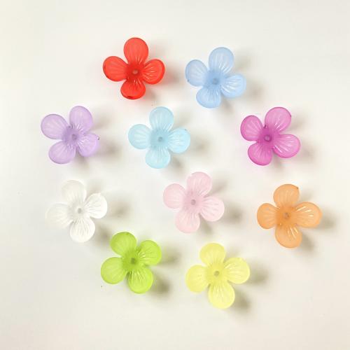 Hair Accessories DIY Findings, Acrylic, Flower, injection moulding, frosted, more colors for choice, 19mm, Hole:Approx 1.7mm, Approx 1760PCs/Bag, Sold By Bag