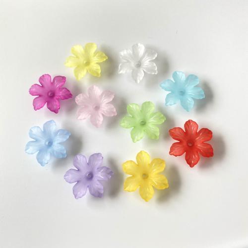 Hair Accessories DIY Findings, Acrylic, Flower, injection moulding, frosted, more colors for choice, 26mm, Hole:Approx 2.6mm, Approx 760PCs/Bag, Sold By Bag