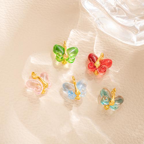 Crystal Pendants, with Brass, Butterfly, gold color plated, DIY, more colors for choice, nickel, lead & cadmium free, 14x30mm, Sold By PC