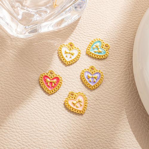 Brass Jewelry Pendants, Heart, gold color plated, DIY & enamel, more colors for choice, nickel, lead & cadmium free, 14x17mm, Sold By PC