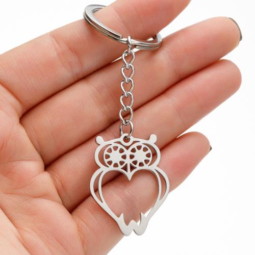 Stainless Steel Key Clasp, 304 Stainless Steel, Owl, silver color plated, fashion jewelry, Sold By PC