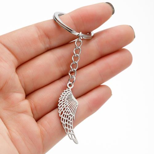 Stainless Steel Key Clasp, 304 Stainless Steel, Wing Shape, silver color plated, fashion jewelry, Sold By PC