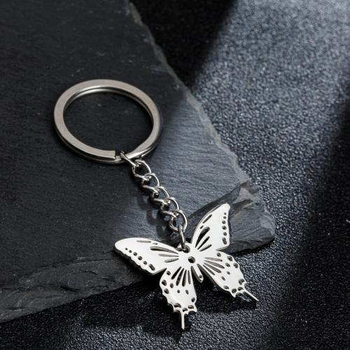 Stainless Steel Key Clasp, 304 Stainless Steel, Butterfly, silver color plated, fashion jewelry, Sold By PC