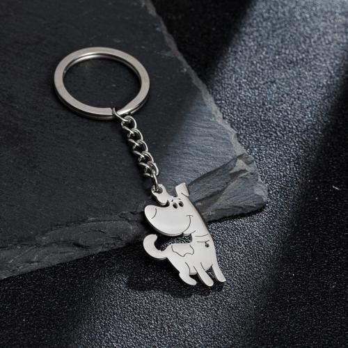 Stainless Steel Key Clasp, 304 Stainless Steel, Dog, silver color plated, fashion jewelry, Sold By PC