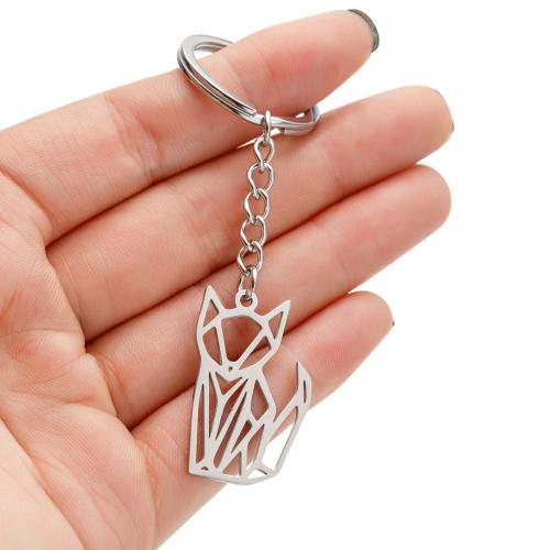 Stainless Steel Key Clasp, 304 Stainless Steel, Fox, silver color plated, fashion jewelry, Sold By PC