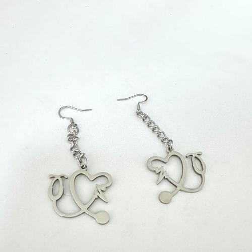 Stainless Steel Drop Earring, 304 Stainless Steel, Heart, plated, for woman, Sold By Pair