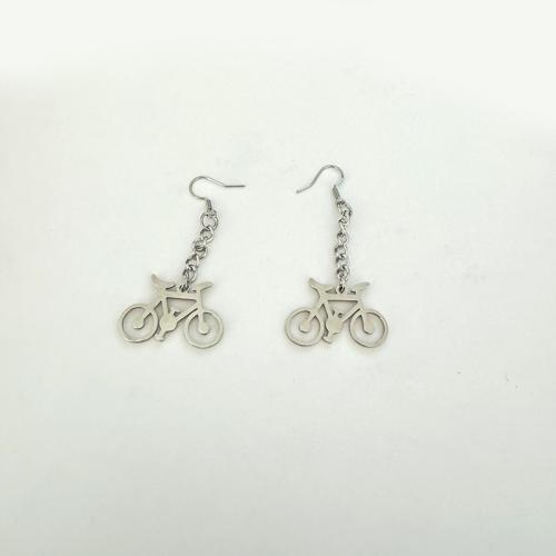 Stainless Steel Drop Earring, 304 Stainless Steel, Bike, plated, fashion jewelry, Sold By PC