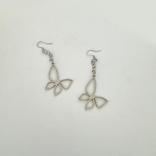 Stainless Steel Drop Earring, 304 Stainless Steel, Butterfly, plated, fashion jewelry, Sold By Pair