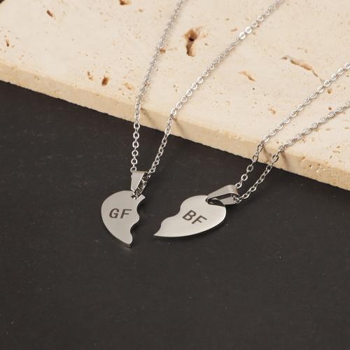 Stainless Steel Jewelry Necklace, 304 Stainless Steel, Heart, silver color plated, for woman, Sold By PC