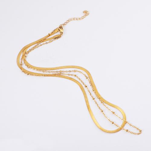 Stainless Steel Jewelry Necklace, 304 Stainless Steel, gold color plated, Double Layer & for woman, Sold By PC