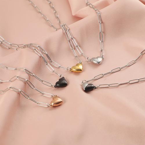 Stainless Steel Jewelry Necklace, 304 Stainless Steel, with Magnet, Heart, plated, for woman, more colors for choice, Sold By PC