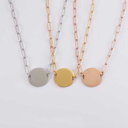 Stainless Steel Jewelry Necklace, 304 Stainless Steel, Round, rose gold color plated, for woman, Sold By PC