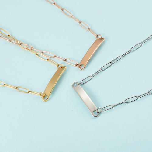 Stainless Steel Jewelry Necklace, 304 Stainless Steel, Rectangle, plated, for woman, more colors for choice, Sold By PC