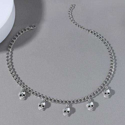 Zinklegierung Schmuck Halskette, mit Verlängerungskettchen von 5cm, silberfarben plattiert, Modeschmuck, Silberfarbe, frei von Nickel, Blei & Kadmium, Länge:40 cm, verkauft von PC