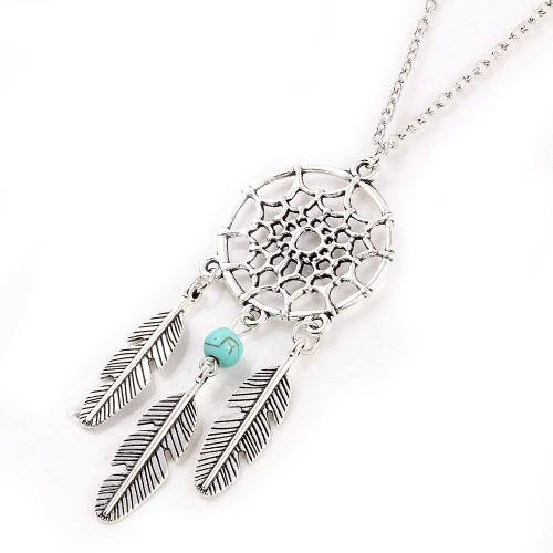 Tibetan Style Jewelry Necklace, with Gemstone, with 5cm extender chain, silver color plated, fashion jewelry & different designs for choice, silver color, nickel, lead & cadmium free, Length:50 cm, Sold By PC