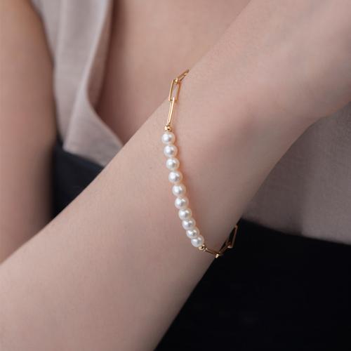 Freshwater Cultured Pearl Bracelet, Freshwater Pearl, with Brass, fashion jewelry & different designs for choice, more colors for choice, Length:18 cm, Sold By PC