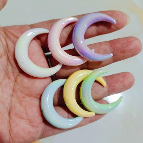 Plated Acrylic Beads, Moon, DIY, more colors for choice, 26x33mm, 300PCs/Bag, Sold By Bag