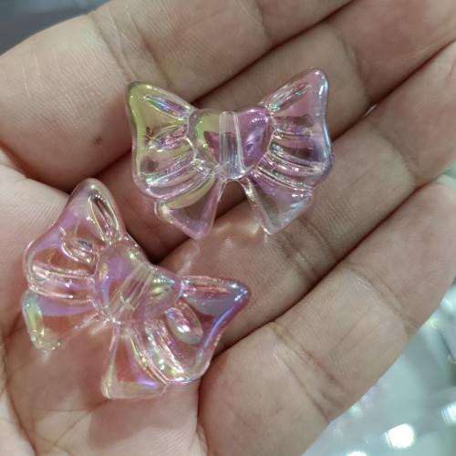 Transparent Acrylic Beads, Bowknot, DIY, more colors for choice, 23x29mm, 100PCs/Bag, Sold By Bag