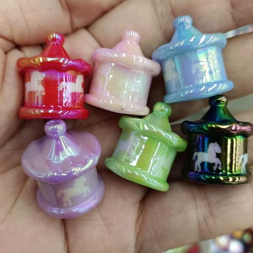 Plated Acrylic Beads, Carousel, DIY, more colors for choice, 21x23mm, 100PCs/Bag, Sold By Bag