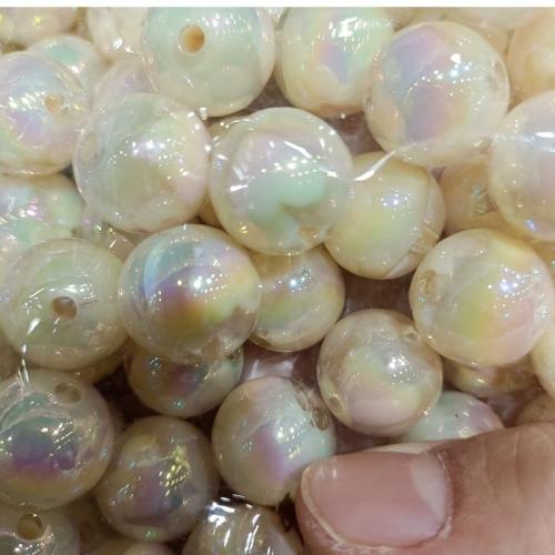 Plated Acrylic Beads, Round, DIY, more colors for choice, 16mm, 200PCs/Bag, Sold By Bag